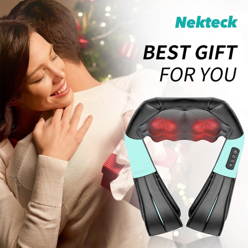 Nekteck Shiatsu masseur de cou et d'épaules avec chaleur, tissu profond électrique 3D coussin de massage de pétrissage