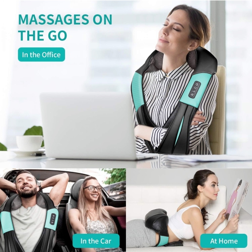 Nekteck Shiatsu masseur de cou et d'épaules avec chaleur, tissu profond électrique 3D coussin de massage de pétrissage