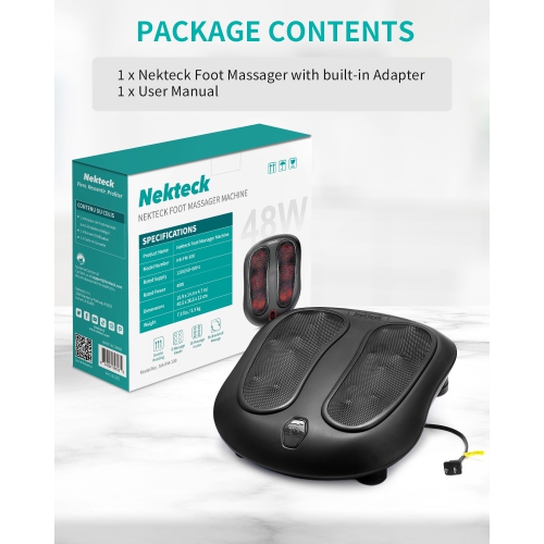 Nekteck Foot Massager with Heat, Shiatsu Heated Electric Kneading Foot Massager Machine for Plantar Fasciitis, Built-in Infrared Heat Function and