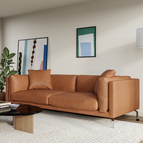 Valencia Zadar – Causeuse large en cuir nappa italien 11000，à 100 %, fini cognac