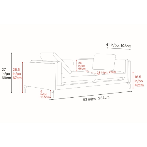Valencia Zadar – Causeuse large en cuir nappa italien 11000，à 100 %, fini cognac