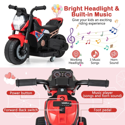 Gymax 2-in-1 Kids Electric Motorcycle w/ Detachable Training Wheels Headlight & Horn
