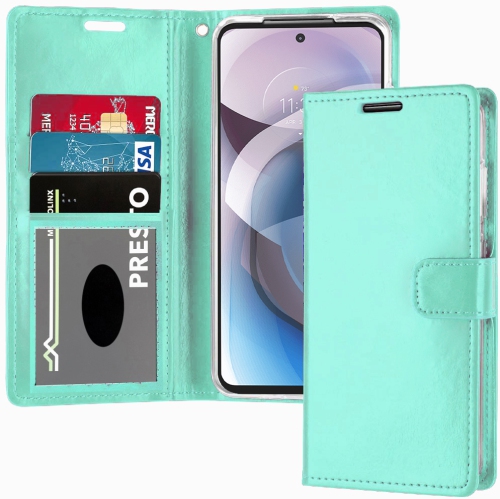 XCRS PU Leather Flip Pouch Wallet Case with Card Slot, Wristband Lanyard Multi-Angle View Stand for Motorola G Play