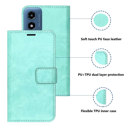 XCRS PU Leather Flip Pouch Wallet Case with Card Slot, Wristband Lanyard Multi-Angle View Stand for Motorola G Play