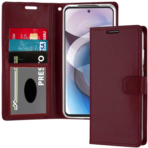 XCRS  Pu Leather Flip Pouch Wallet Case With Card Slot, Wristband Lanyard Multi-Angle View Stand for Motorola G Play (2024)