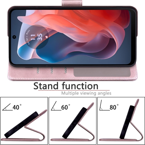 XCRS PU Leather Flip Pouch Wallet Case with Card Slot, Wristband Lanyard Multi-Angle View Stand for Motorola G Play