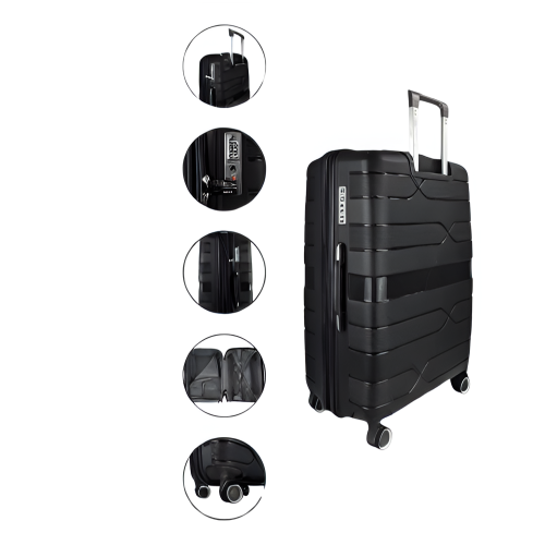 Valise de cabine 100 % extensible, légère et résistante aux bris de protection TRAVLR 28 avec cadenas TSA, roulettes de sourdine et chariot en alumin