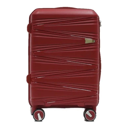 Valise 24&nbsp;po extensible légère 100 % PP cassable de TRAVLR avec verrou TSA, roulettes mutées et chariot aluminium - Rouge marron.