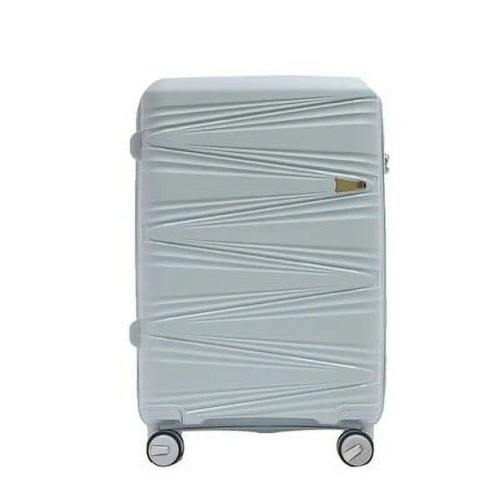 Valise de 28&nbsp;po extensible légère 100 % PP de Travlr avec verrou TSA, roulettes Mute et chariot en aluminium - Bleu pâle.