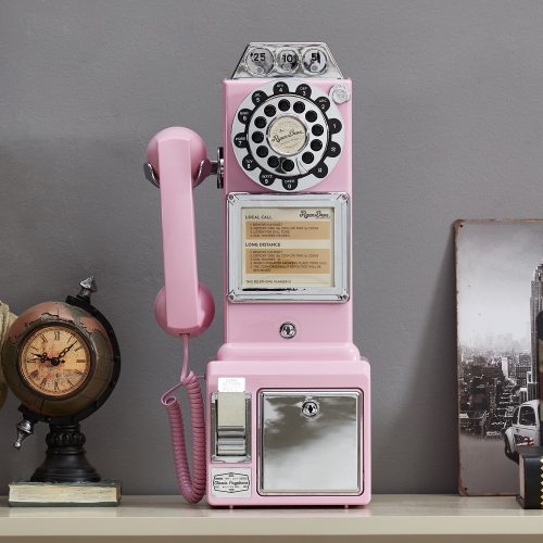 Ryan Bros. Retro 1950's Payphone with Coin Bank(Pink)