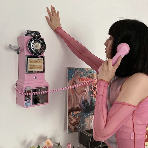 Ryan Bros. Retro 1950's Payphone with Coin Bank(Pink)