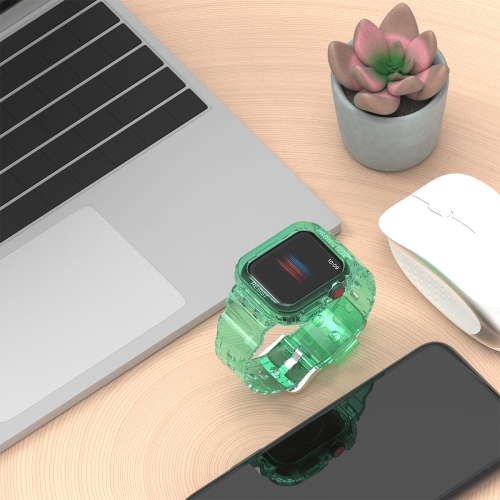 Bracelet en TPUR Uni-Body de WFG avec étui antichoc pour Apple Watch - 40&nbsp;mm/41&nbsp;mm - Vert transparent
