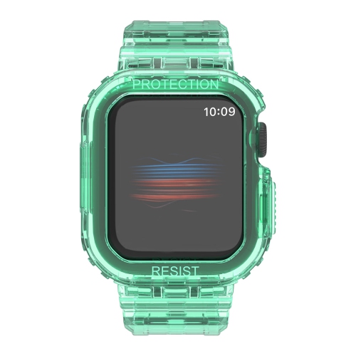 Bracelet en TPUR Uni-Body de WFG avec étui antichoc pour Apple Watch - 40&nbsp;mm/41&nbsp;mm - Vert transparent