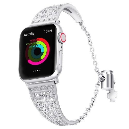 WORRYFREE GADGETS  Cuff Bangle Design Bracelet Band for Apple Watch - 42/44/45MM - In Silver