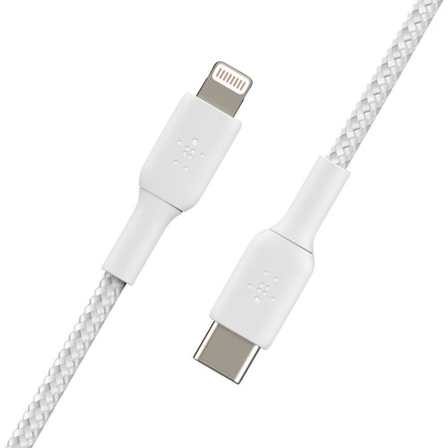 Belkin BoostCharge Braided 2m USB-C to Lightning Cable - White