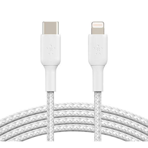 Belkin BoostCharge Braided 2m USB-C to Lightning Cable - White