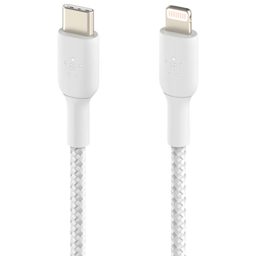 Belkin BoostCharge Braided 2m USB-C to Lightning Cable - White