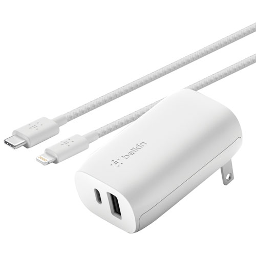 Belkin BoostCharge Braided 2m USB-C to Lightning Cable - White