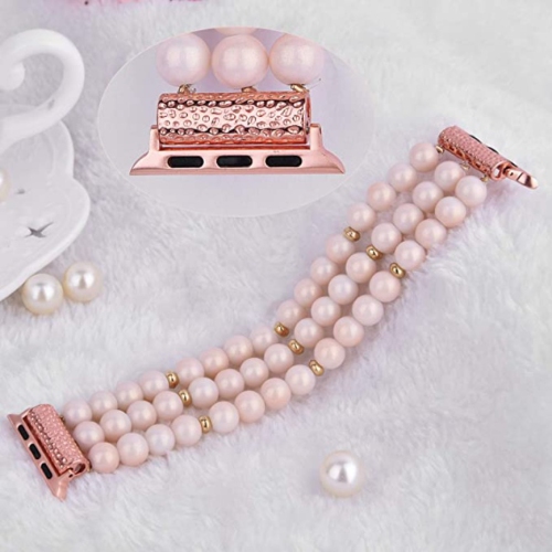 WFG Handmade Beaded Pearl Band for Apple Watch - 42/44/45mm - Pink