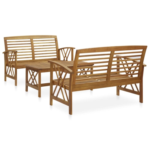 vidaXL 3 Piece Patio Lounge Set Solid Acacia Wood