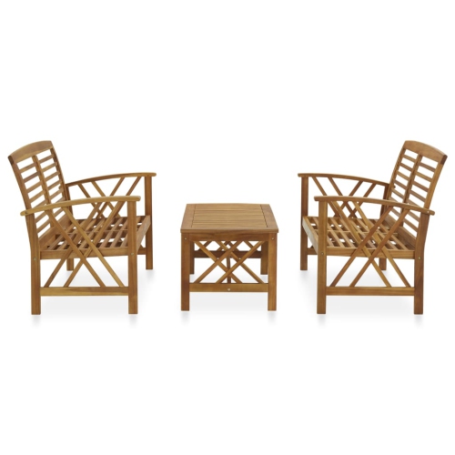 vidaXL 3 Piece Patio Lounge Set Solid Acacia Wood