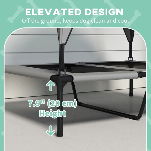 PawHut Elevated Dog Bed with Canopy, Cooling Dog Cot Bed for Camping, Portable Raised Pet Cot with Washable Breathable Mesh, for Indoor Outdoor, M &