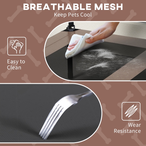 PawHut Elevated Dog Bed with Canopy, Cooling Dog Cot Bed for Camping, Portable Raised Pet Cot with Washable Breathable Mesh, for Indoor Outdoor, M &