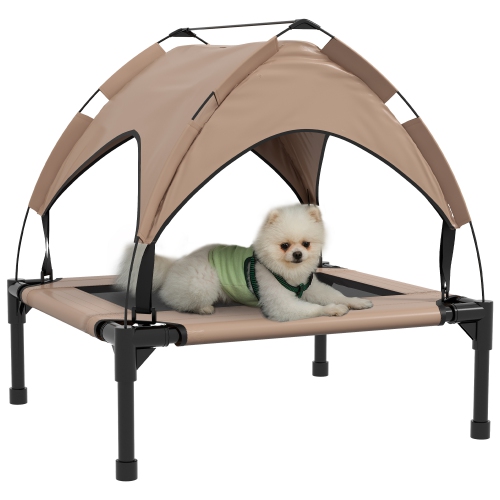 PAWHUT  Elevated Dog Bed \w Canopy, Cooling Dog Cot Bed for Camping, Portable Raised Pet Cot \w Washable Breathable Mesh, for Indoor Outdoor, S & M