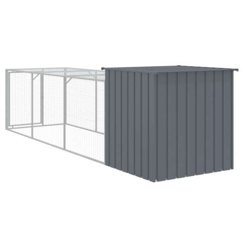 vidaXL Chicken Cage with Run Anthracite 110x405x110 cm Galvanised Steel