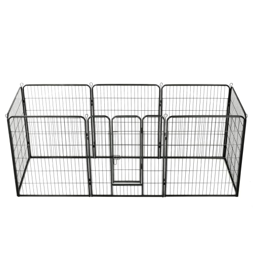 VIDAXL  Dog Playpen 8 Panels Steel 80X100 Cm In Black