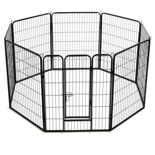 vidaXL Dog Playpen 8 Panels Steel 80x100 cm Black