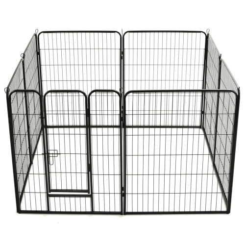 vidaXL Dog Playpen 8 Panels Steel 80x100 cm Black