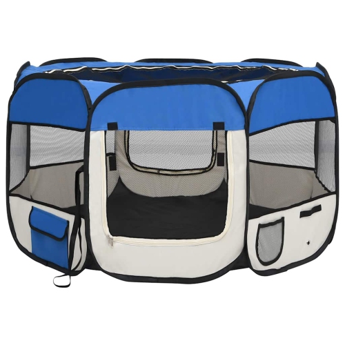 VIDAXL  Foldable Dog Playpen With Carrying Bag 110X110X58 Cm In Blue