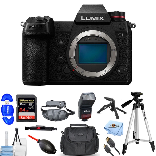 PANASONIC  Lumix Dc-S1 Mirrorless Camera (Body Only) 64GB Flash Tripod Bundle