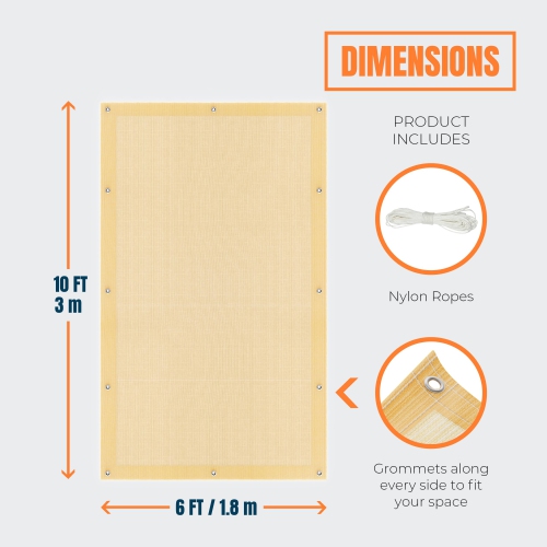 MEKKAPRO Ultimate Protection Sunshade - UV Blocking Shade Sail for Outdoor Patio, Garden, Balcony - 6x10 Ft Size, Includes Installation String