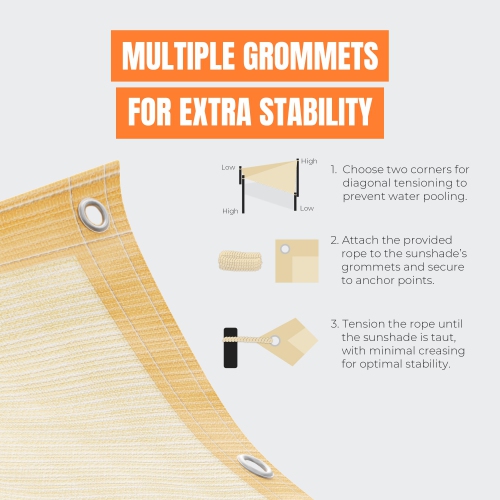 MEKKAPRO Ultimate Protection Sunshade - UV Blocking Shade Sail for Outdoor Patio, Garden, Balcony - 6x10 Ft Size, Includes Installation String