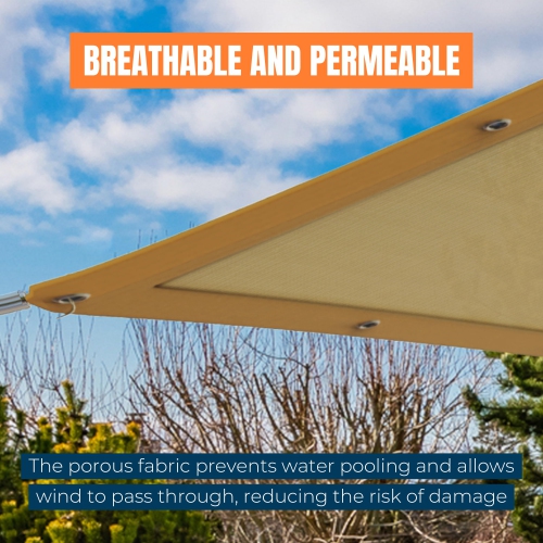 MEKKAPRO Ultimate Protection Sunshade - UV Blocking Shade Sail for Outdoor Patio, Garden, Balcony - 6x10 Ft Size, Includes Installation String