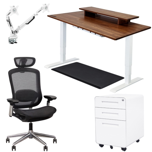 EFFYDESK  Arbor Bundleheight-Adjustable Solid Wood Standing Desk In White