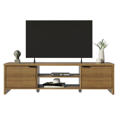 Meuble multimédia Madesa pour téléviseur avec espace de rangement et organisation des câbles, meuble pour téléviseur jusqu’à 65 po, en bois, 16 x 15