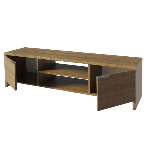 Meuble multimédia Madesa pour téléviseur avec espace de rangement et organisation des câbles, meuble pour téléviseur jusqu’à 65 po, en bois, 16 x 15