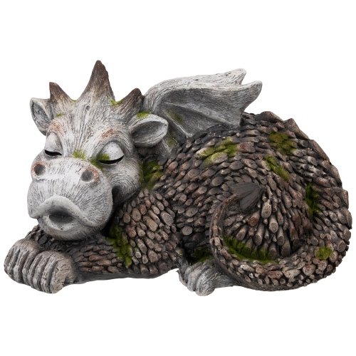Sleeping Dragon Outdoor Garden Statue - 14.25"