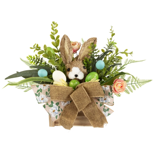 Boxed Floral Arrangement with Bunny Easter Decoration - 12"