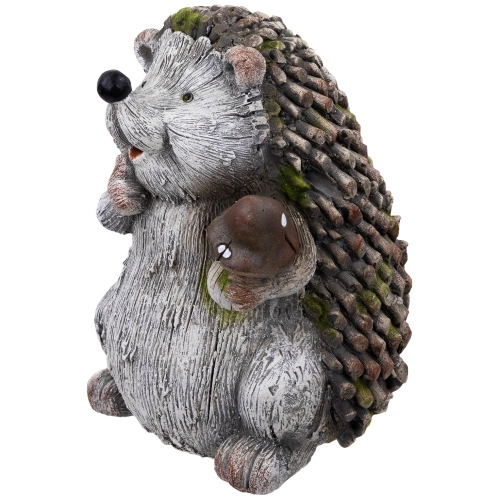 Hedgehog with Mushroom Outdoor Garden Statue - 8.5"