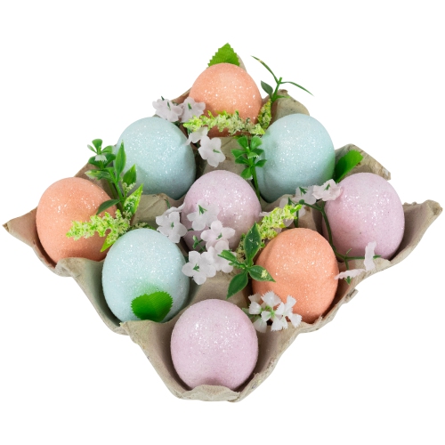 Pastel Easter Eggs with Carton Decoration - 6.25" - Set of 9