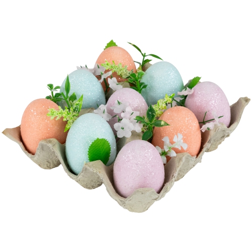 Pastel Easter Eggs with Carton Decoration - 6.25" - Set of 9