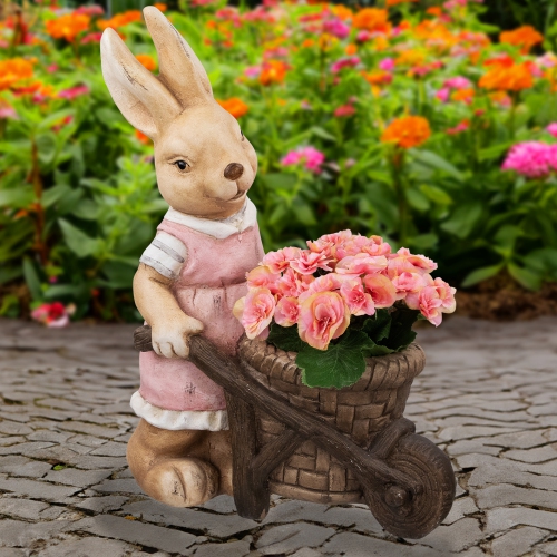 Girl Rabbit Outdoor Easter Garden Planter - 18.75"