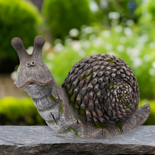 Slowpoke Snail Outdoor Garden Statue - 15"