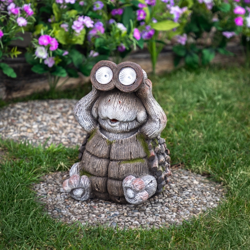 NORTHLIGHT  Turtle With Binoculars Outdoor Solar Lighted Garden Statue - 11.5"