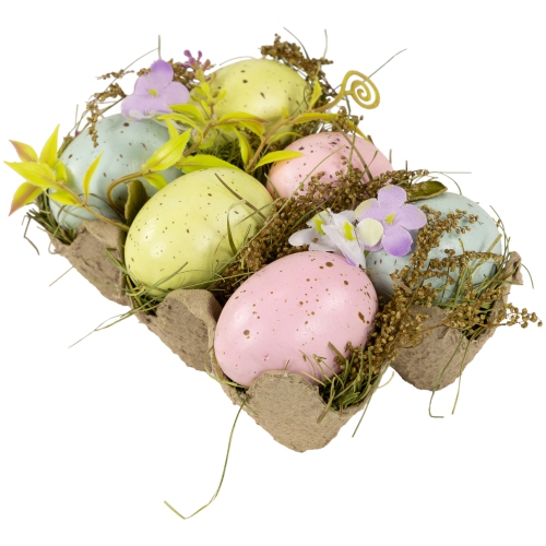 Speckled Easter Eggs with Carton Decoration - 6" - Set of 6