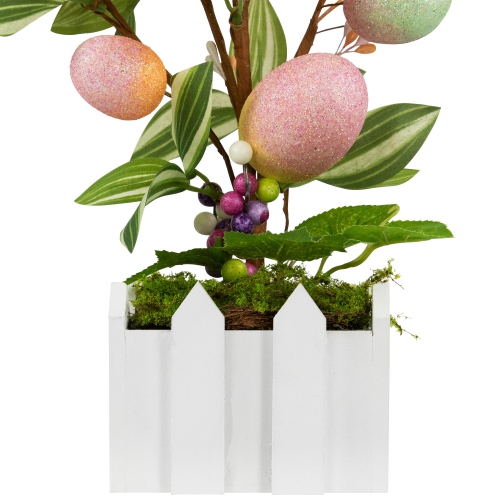 Artificial Potted Twig Tree with Easter Eggs - 18" - Pink